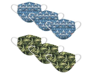 6 Pack Disposable Kids Masks - Dino Camo & Shark Frenzy