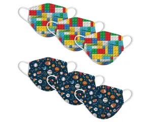 6 Pack Disposable Kids Masks - Sports & Build Up