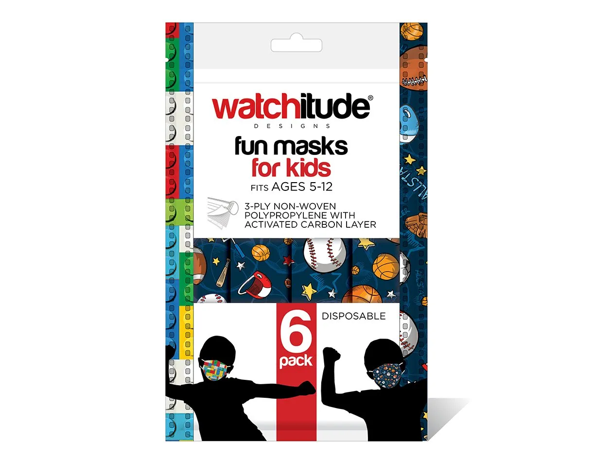6 Pack Disposable Kids Masks - Sports & Build Up