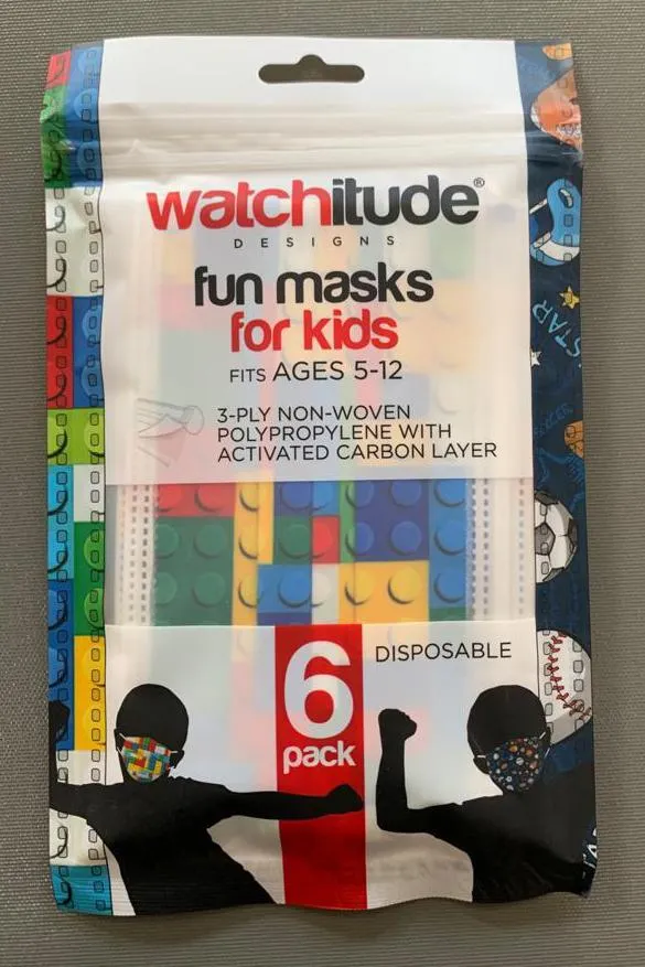 6 Pack Disposable Kids Masks - Sports & Build Up