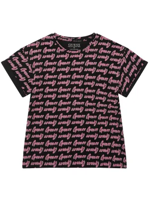 Black Pink Logo T-Shirt (7-16) Guess