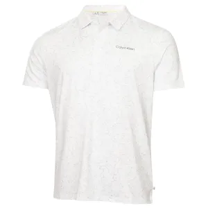 Calvin Klein Abstract Watercolour Printed Polo Shirt - White
