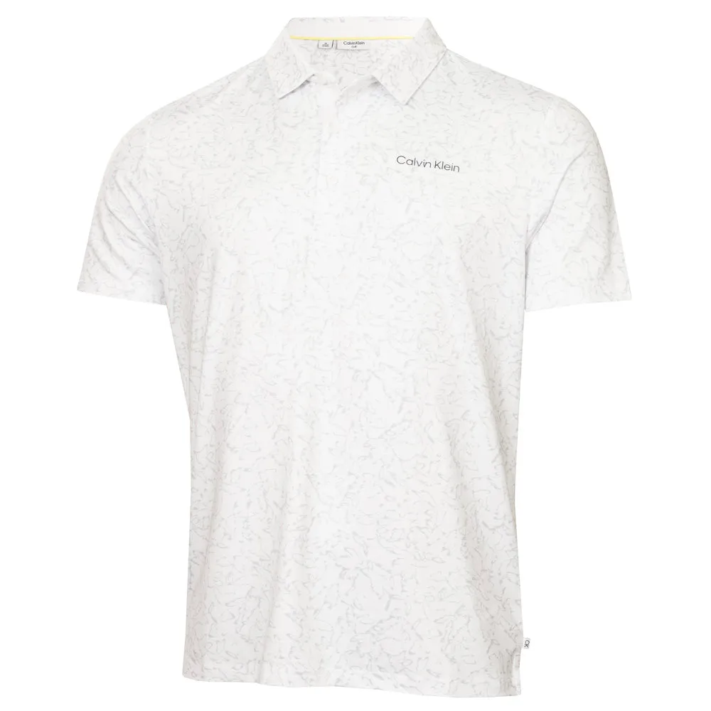 Calvin Klein Abstract Watercolour Printed Polo Shirt - White
