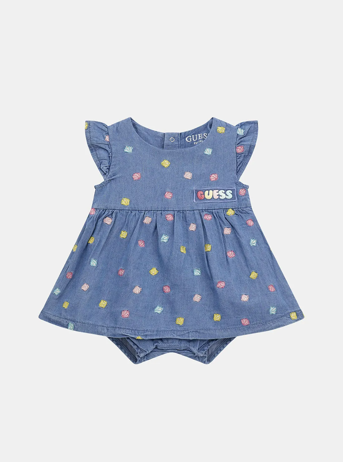 Denim Blue Chambray Bodysuit Dress (0-12M) Guess