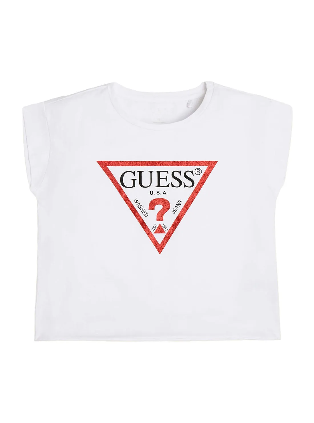 Eco White Logo Cropped T-Shirt (7-16) Guess