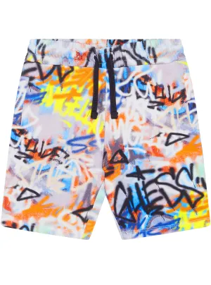 Graffiti Print Active Shorts Guess