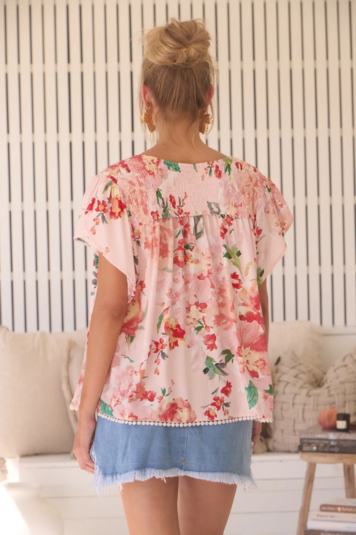 Jaase Fisico Top Blouse with V Neck Short Sleeve - Alessia