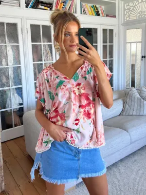 Jaase Fisico Top Blouse with V Neck Short Sleeve - Alessia