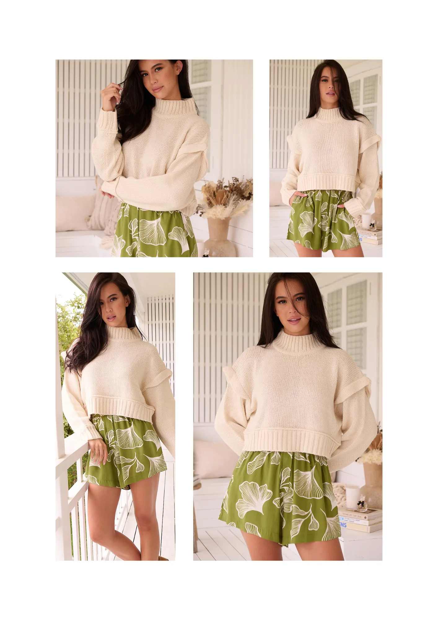 Jaase Flora Shorts with  Elastic Shirred Waist Relaxed Fit - Emery