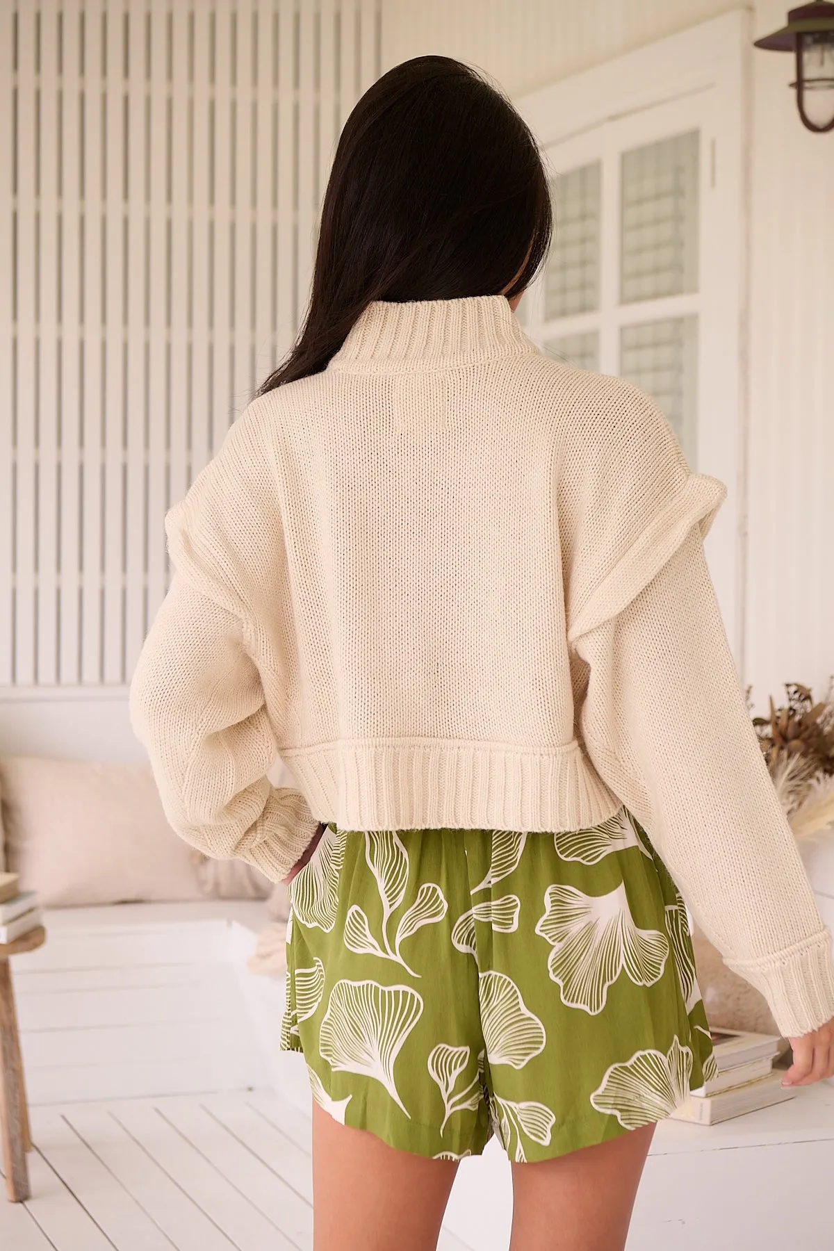 Jaase Flora Shorts with  Elastic Shirred Waist Relaxed Fit - Emery