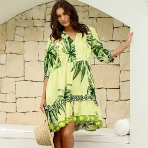 Joop & Gypsy Kelly Mini Dress V Neck Pockets - Palm Coast