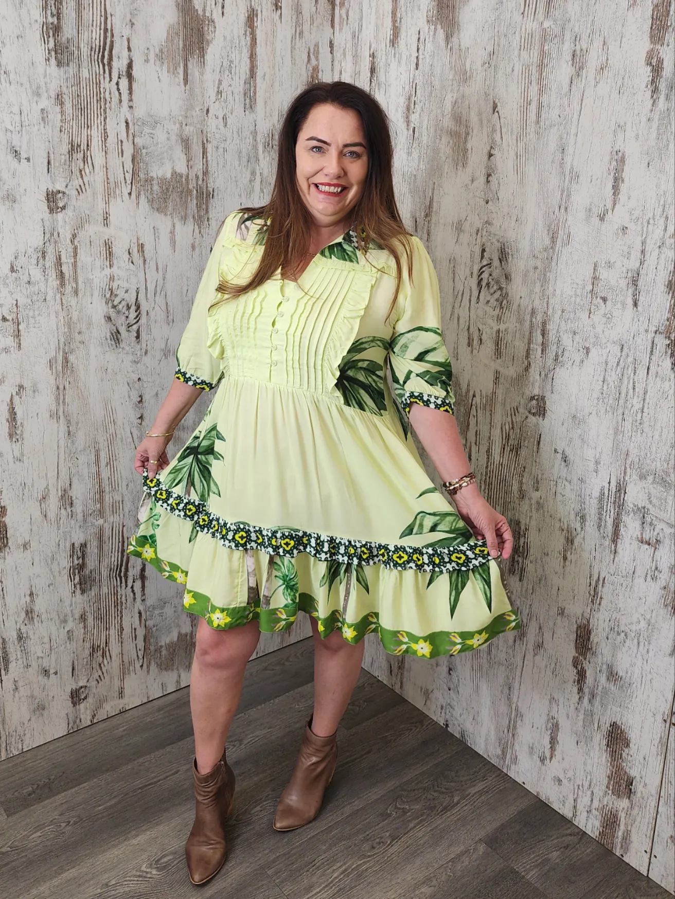 Joop & Gypsy Kelly Mini Dress V Neck Pockets - Palm Coast