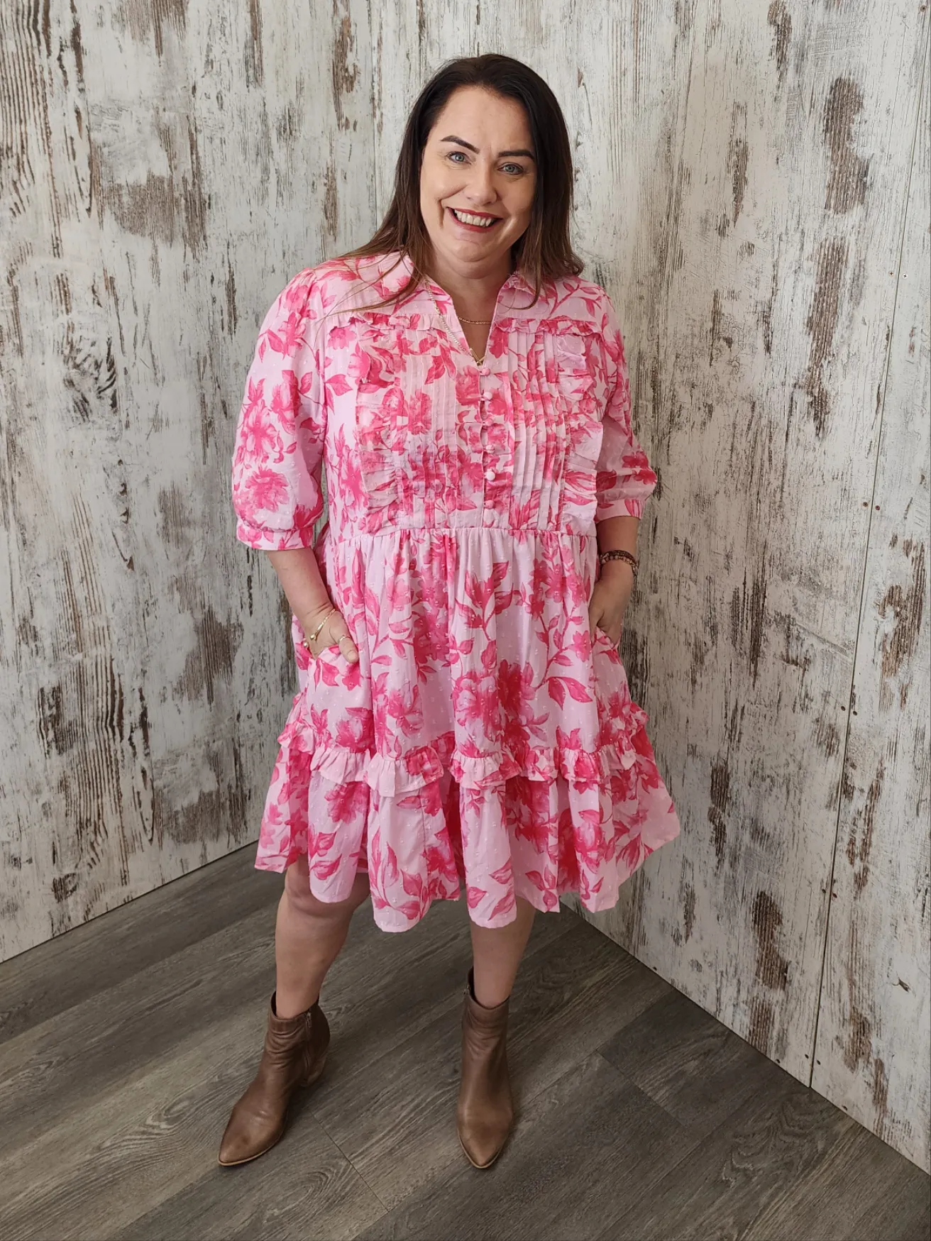 Joop & Gypsy Kelly Mini Dress V Neck Pockets - Sweet Thing