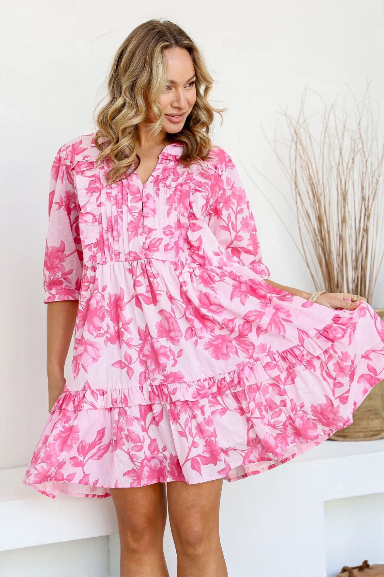 Joop & Gypsy Kelly Mini Dress V Neck Pockets - Sweet Thing