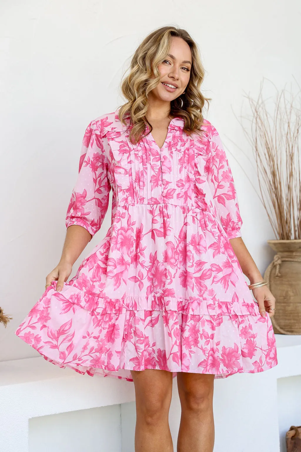 Joop & Gypsy Kelly Mini Dress V Neck Pockets - Sweet Thing