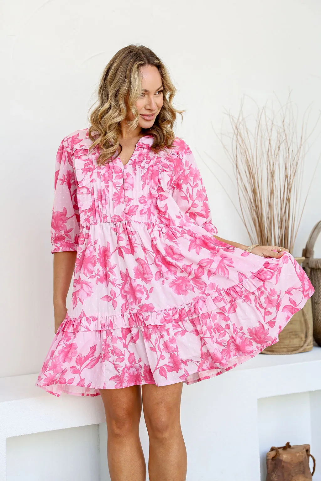Joop & Gypsy Kelly Mini Dress V Neck Pockets - Sweet Thing