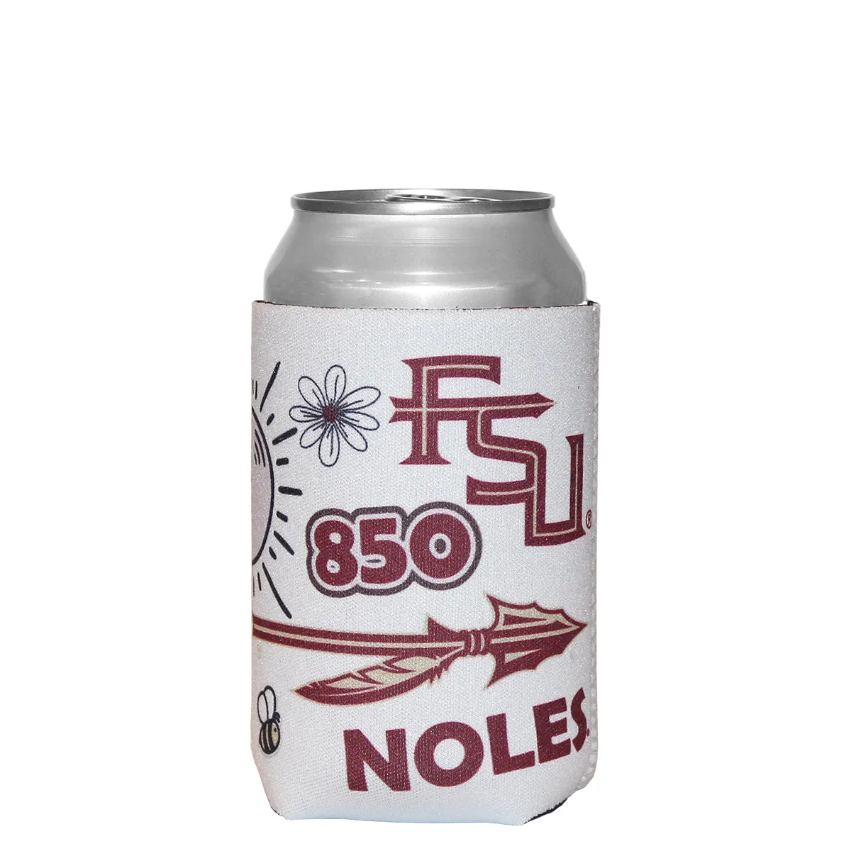 Logo Brands Florida State Native All Over Design Can Cooler - White