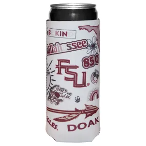 Logo Brands Florida State Native All Over Design Slim Can Cooler - White