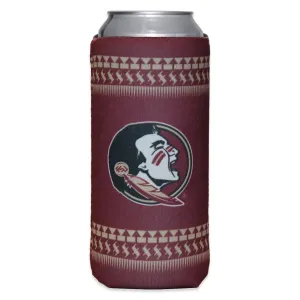 Logo Brands Seminole Logo/Stacked FSU Tribal Pattern Slim Can Cooler - Garnet