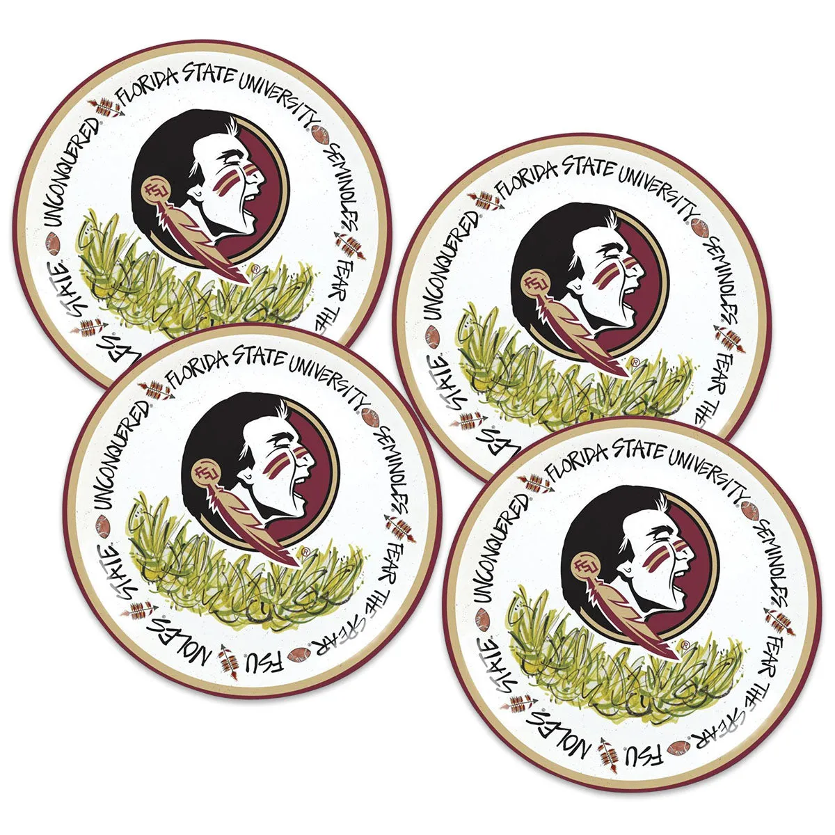 Magnolia Lane Florida State University Seminole Logo Design 10.5" Dinner Plate Set