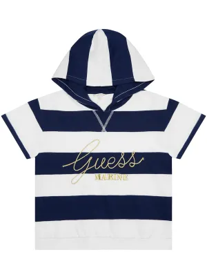 Navy Stripes Hooded Short Sleeve Top (7-16) Guess