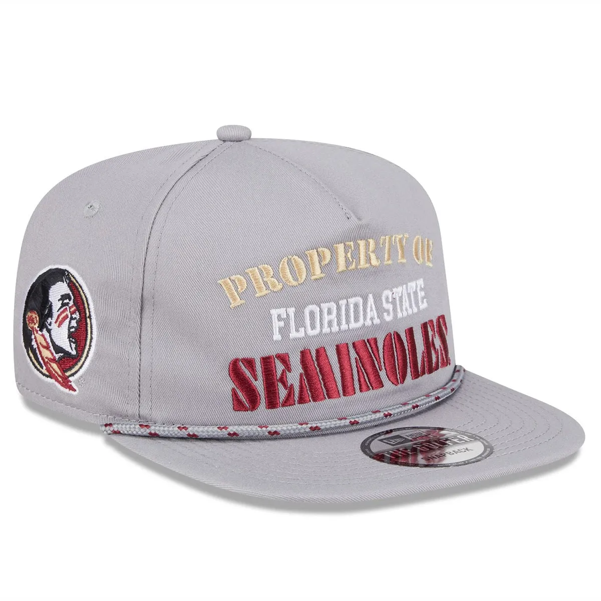 New Era Men's Property of Florida State Seminoles/Seminole Logo Design Flat Bill Adjustable Hat - Grey