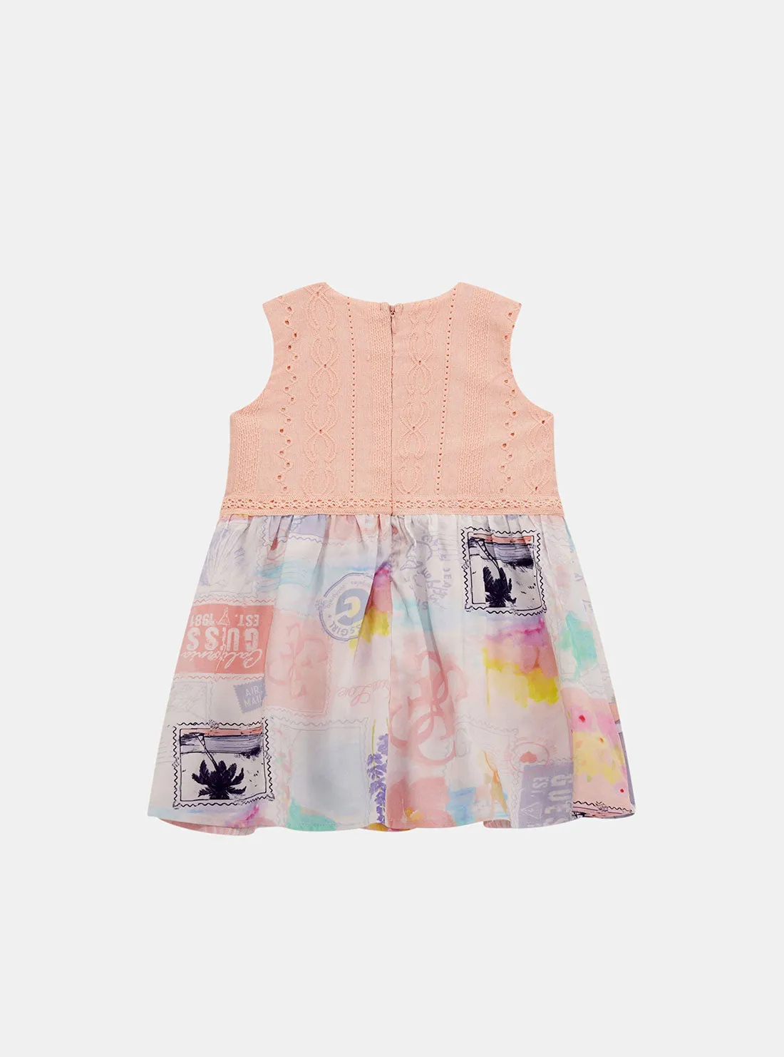 Orange Mixed Fabric Dress (2-7) Guess