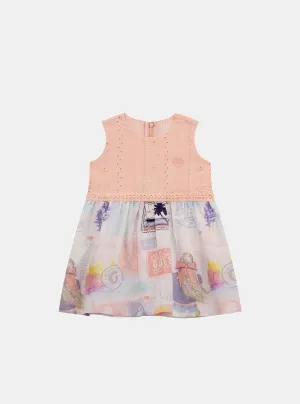 Orange Mixed Fabric Dress (2-7) Guess