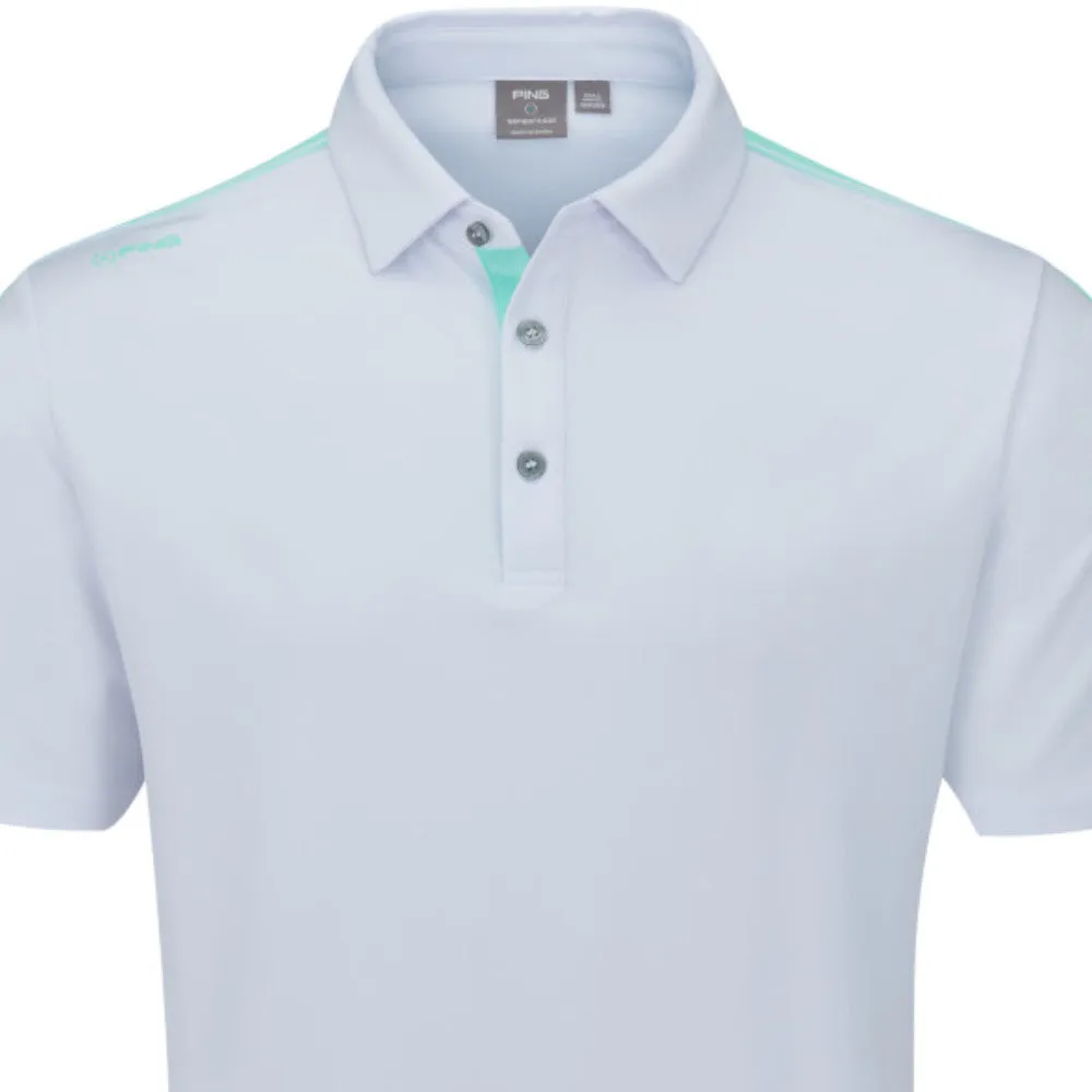 Ping Inver Polo Shirt - White/Aruba Blue Multi