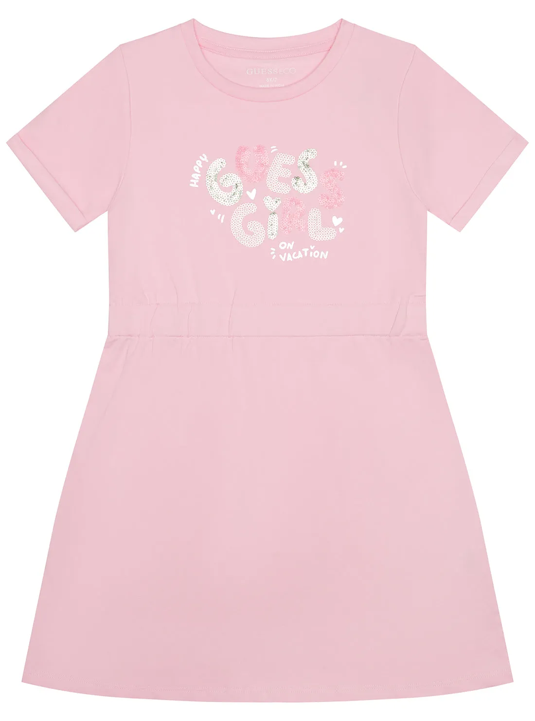 Pink Baby Terry Short Sleeve Dress (2-7) Guess