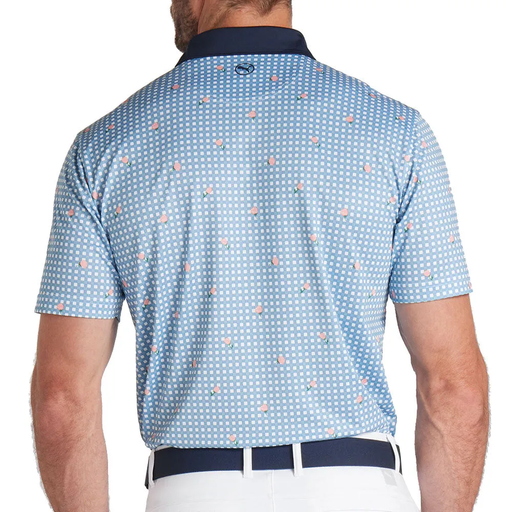 Puma Pique Gingham Solid Polo Shirt - White Glow/Zen Blue