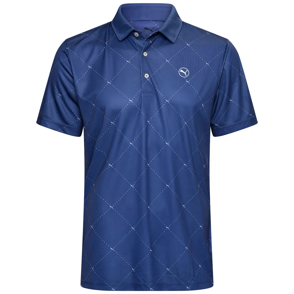 Puma Pure 2.0 Argyle Polo Shirt - Blue Crystal/White Glow