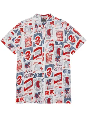 Red Stamps Print Short Sleeve Shirt (7-16) Guess