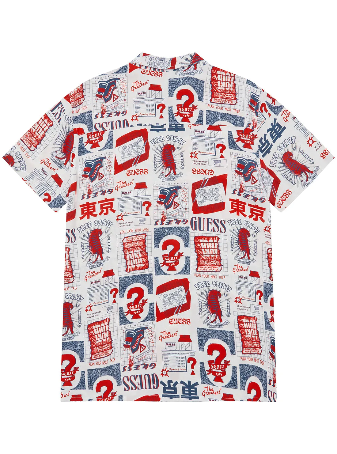 Red Stamps Print Short Sleeve Shirt (7-16) Guess