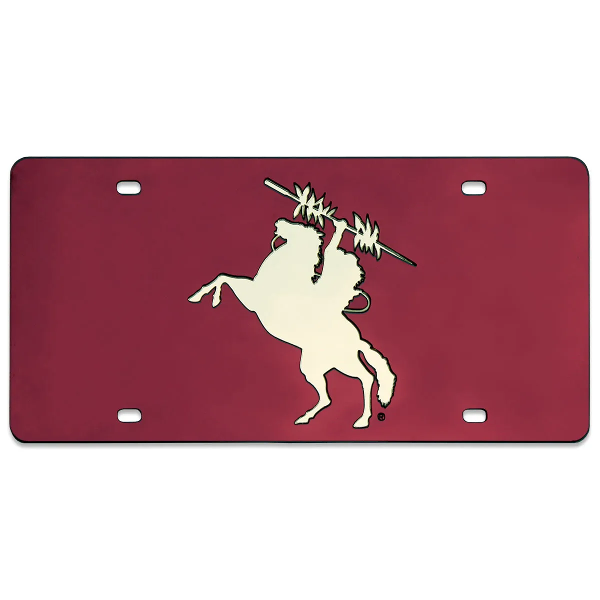 Rico Unconquered Silhouette Mirrored Acrylic License Plate - Garnet