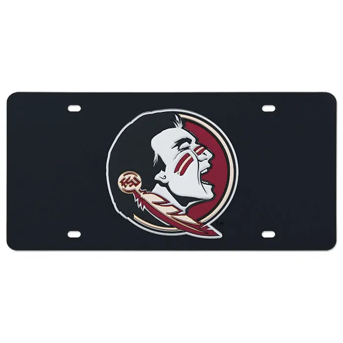 Seminole Logo Mirrored License Plate - Black