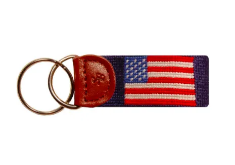 Smathers and Branson American Flag Needlepoint Key Fob