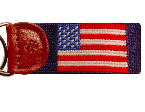 Smathers and Branson American Flag Needlepoint Key Fob