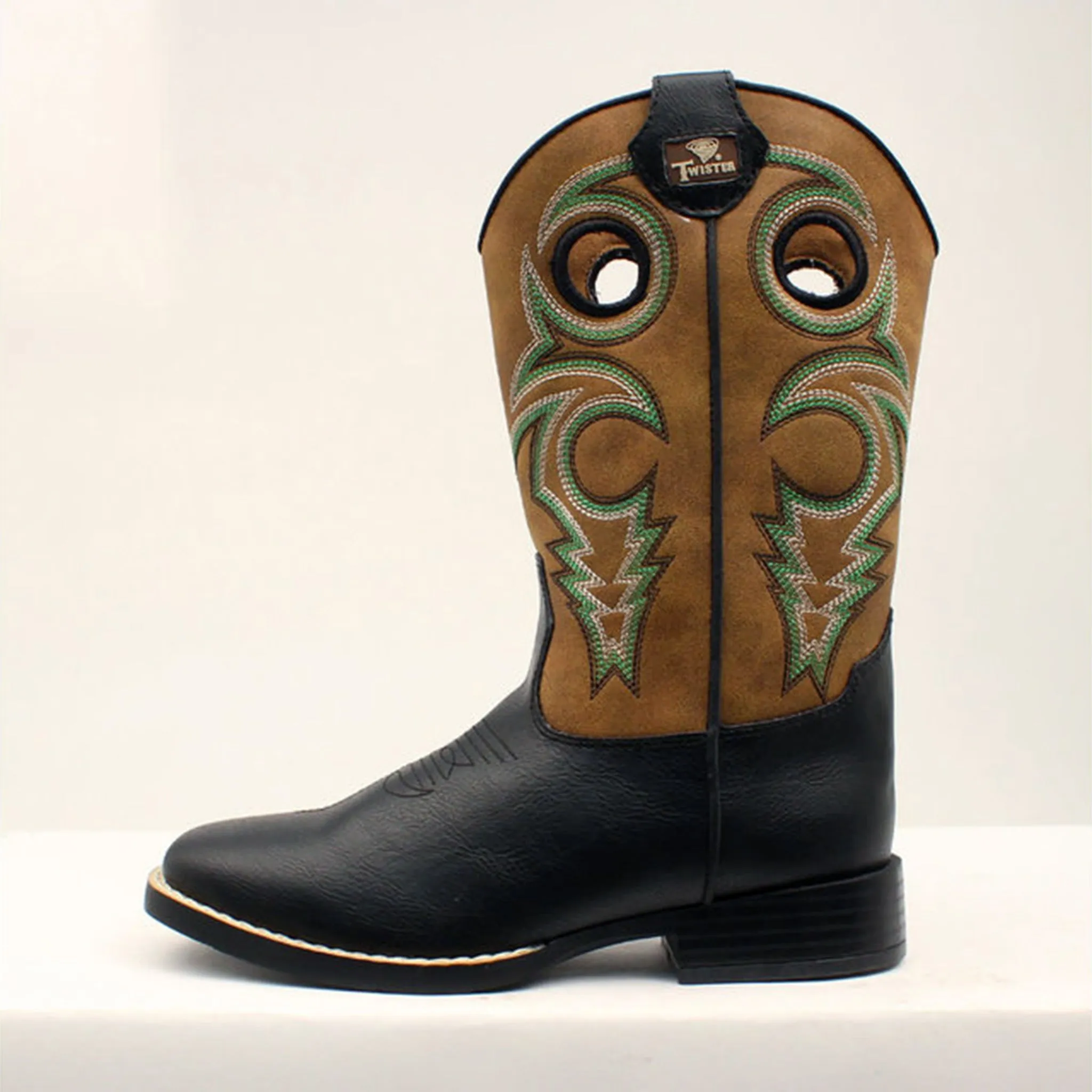 Twister Kid's Black & Brown Colton Boots