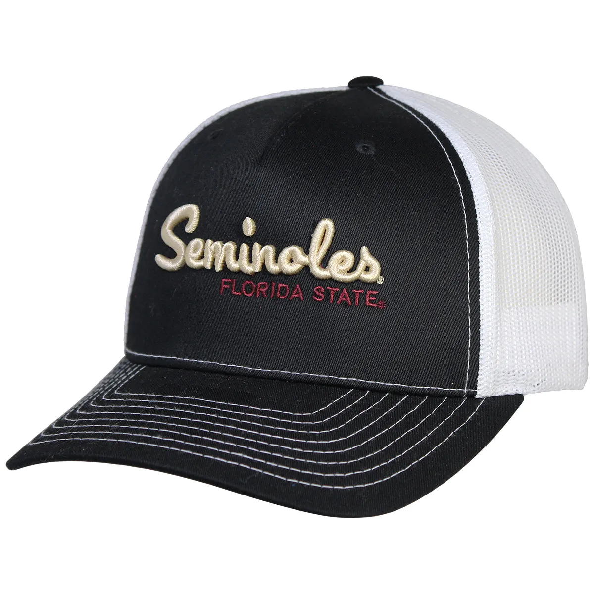 Uscape Seminoles/Florida State Gold Design Adjustable 5-Panel Richardson Trucker Cap - Black/White