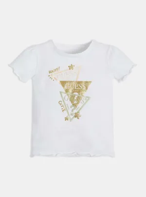 White Layered Triangle Logo T-Shirt (2-7) Guess