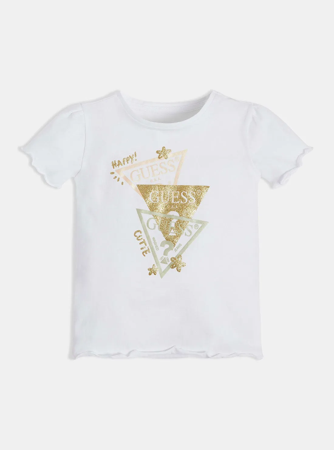 White Layered Triangle Logo T-Shirt (2-7) Guess