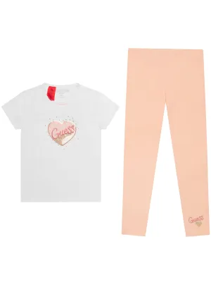 White Orange T-Shirt and Leggings Set (2-7) Guess