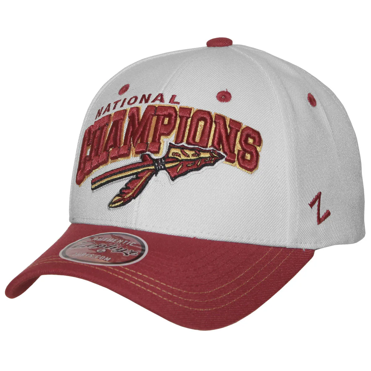 Zephyr Vault National Champs Spear Design Adjustable Cap - White/Cardinal